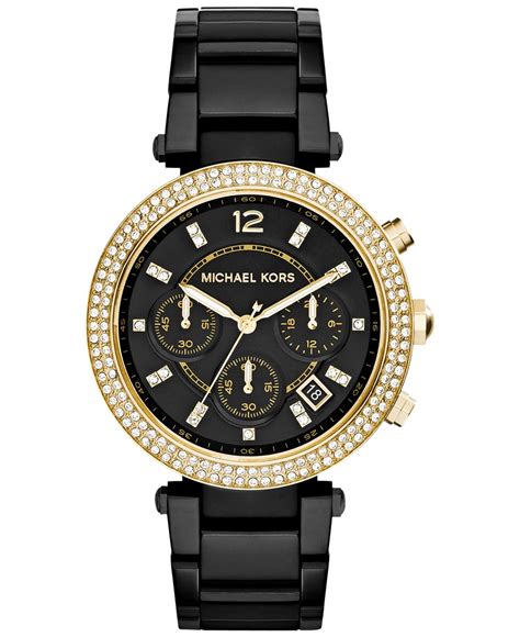 michael kors black watch with diamonds|michael kors black watches women.